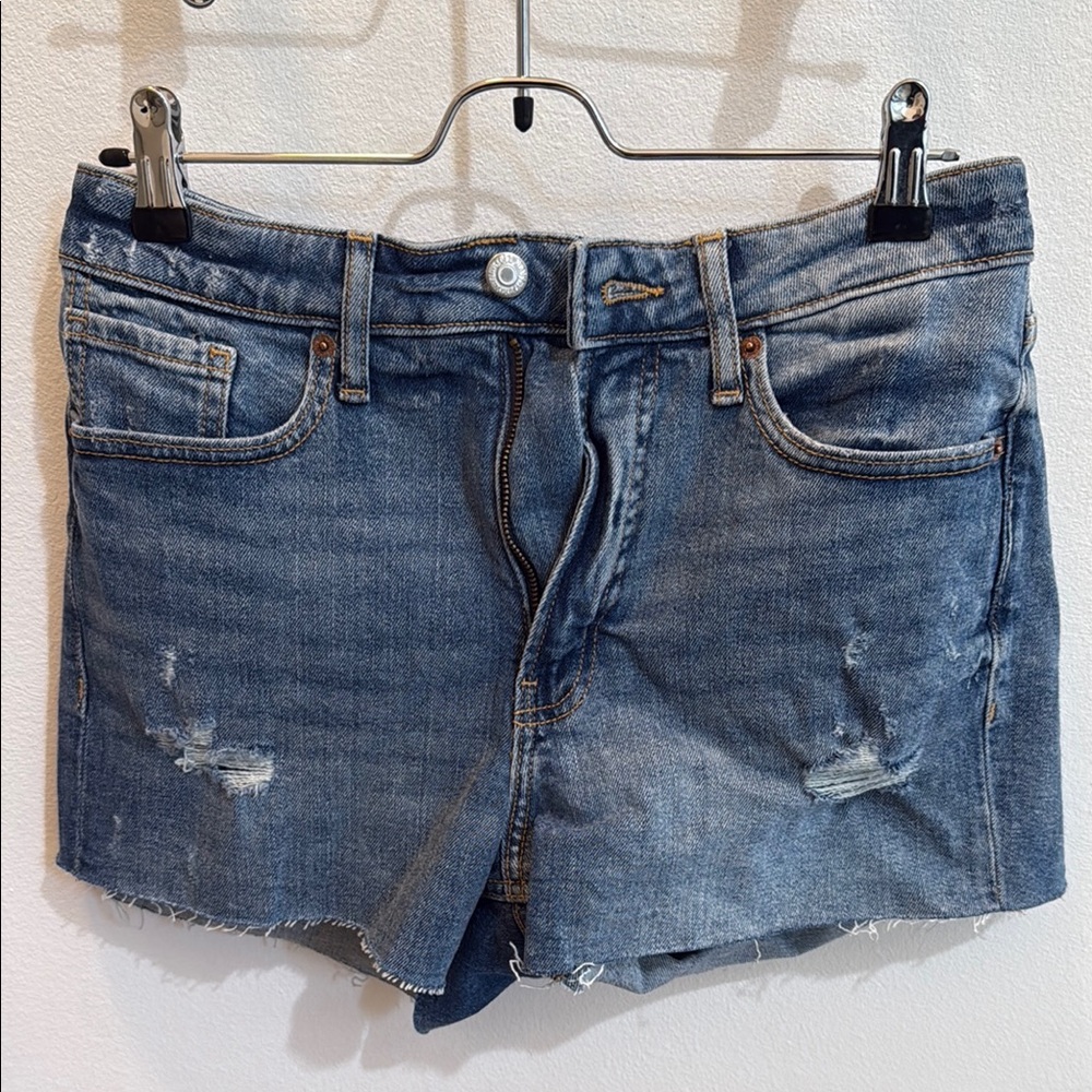 Blue Denim Distressed Shorts